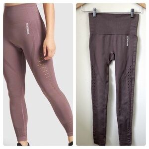 Gymshark Energy Seamless 7/8 Length Leggings Rose Taupe Pants Athletic‎